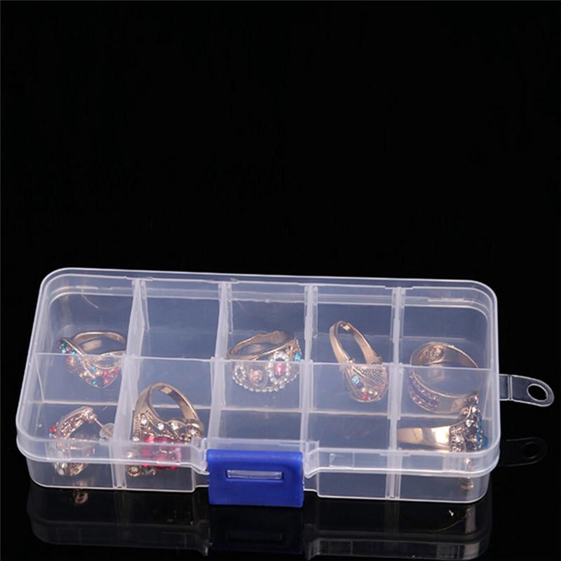 Plastic 10 Slots Adjustable Jewelry Storage Box Case Craft Organizer Beads