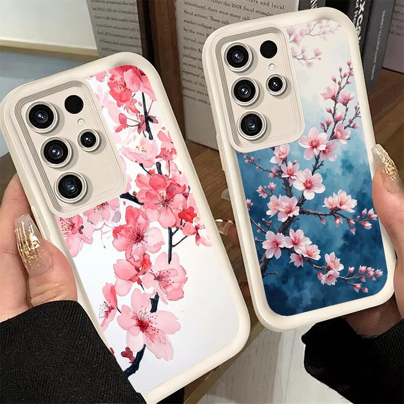 Phone Case for Samsung Galaxy S26 S25 Ultra S24 FE Cherry Blossom Sakura Fashion Shell S23 Plus S22 + S21 S20 5G Soft Silicone F