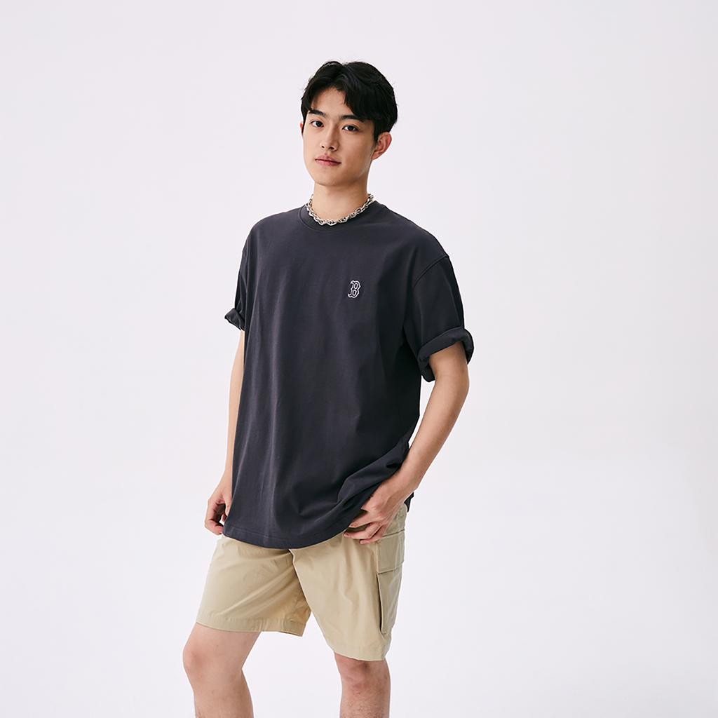 New MLB Boston Red Sox Basic Collection SS25 T Shirt Unisex Charcoal Gray 3ATSB0253-43CGS