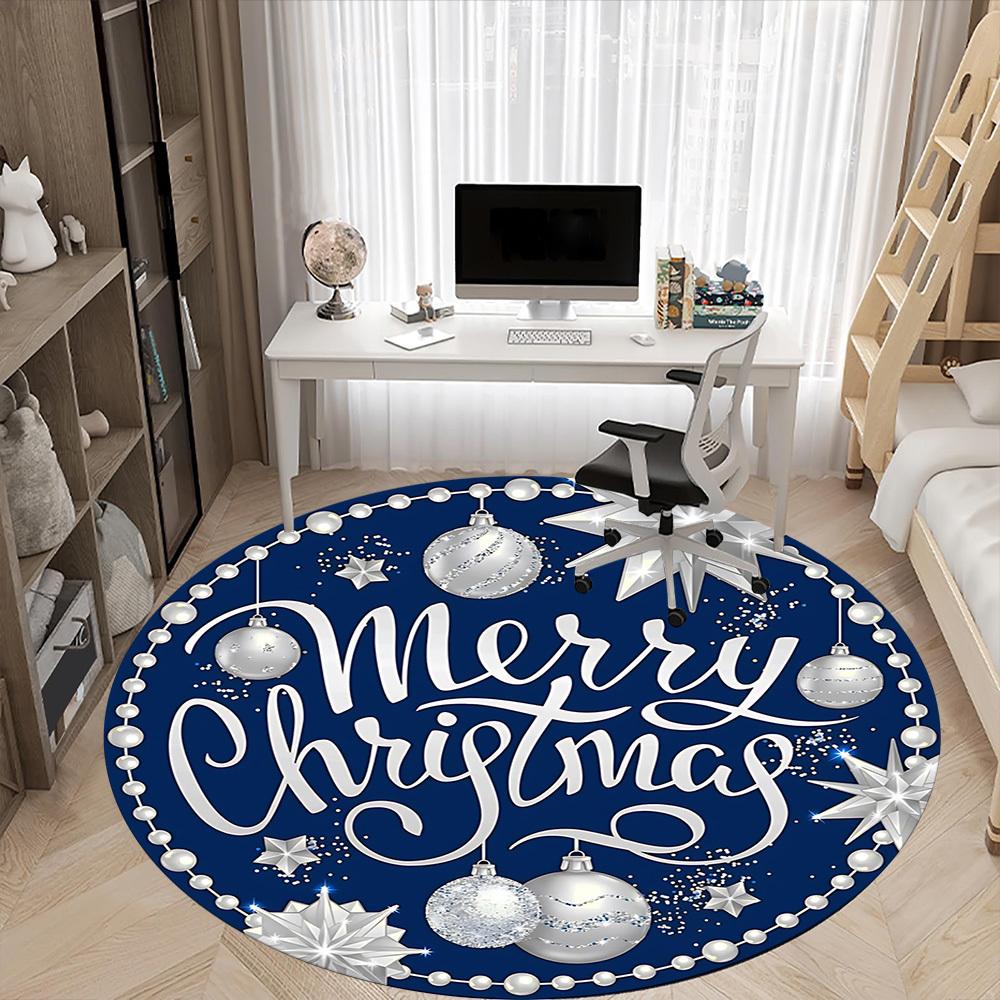 1pc Merry Christmas Chair Carpet for Office Non Slip, Machine Washable Rug for Office, Room Holiday Decor for Christmas, Birthday Polyester