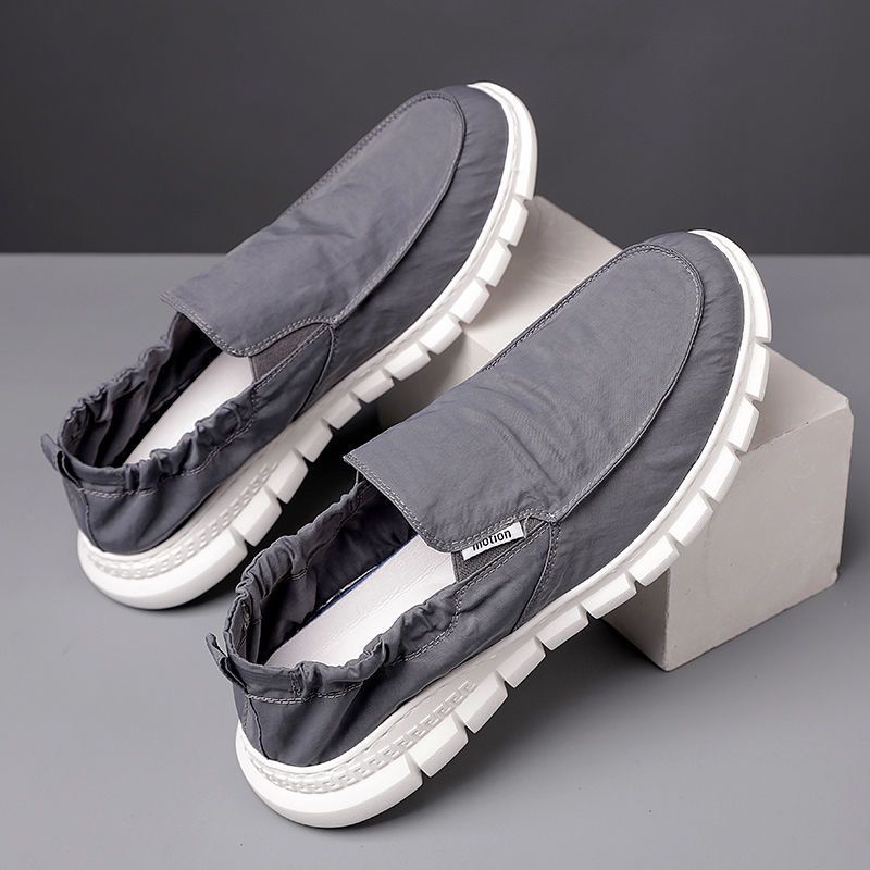 New Canvas Shoes One-pedal Men's Lazy Shoes Ice Silk Cloth Men's Single Shoes Comfortable Breathable Socks Shoes