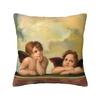 Custom Cute Angels Nordic Throw Pillow Cover Living Room Decoration Aesthetic Renaissance Flowers Cushions for Sofa