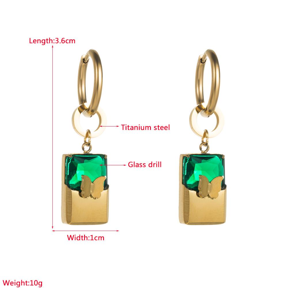 Women's Vintage Earrings Creative Concentric Lock Earrings Titanium Steel Inlaid Color Zircon Earrings