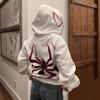2023 Unisex Gothic Spider Print Zipper Hoodie - European & American Dark Sportswear, Harajuku Plus Size Couples Sweatshirt