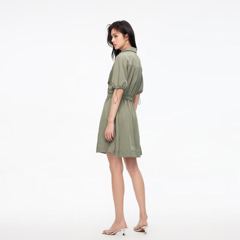 ONLY Women's Faux Two-Piece Short Sleeve Waist-Cinching A-Line Dress