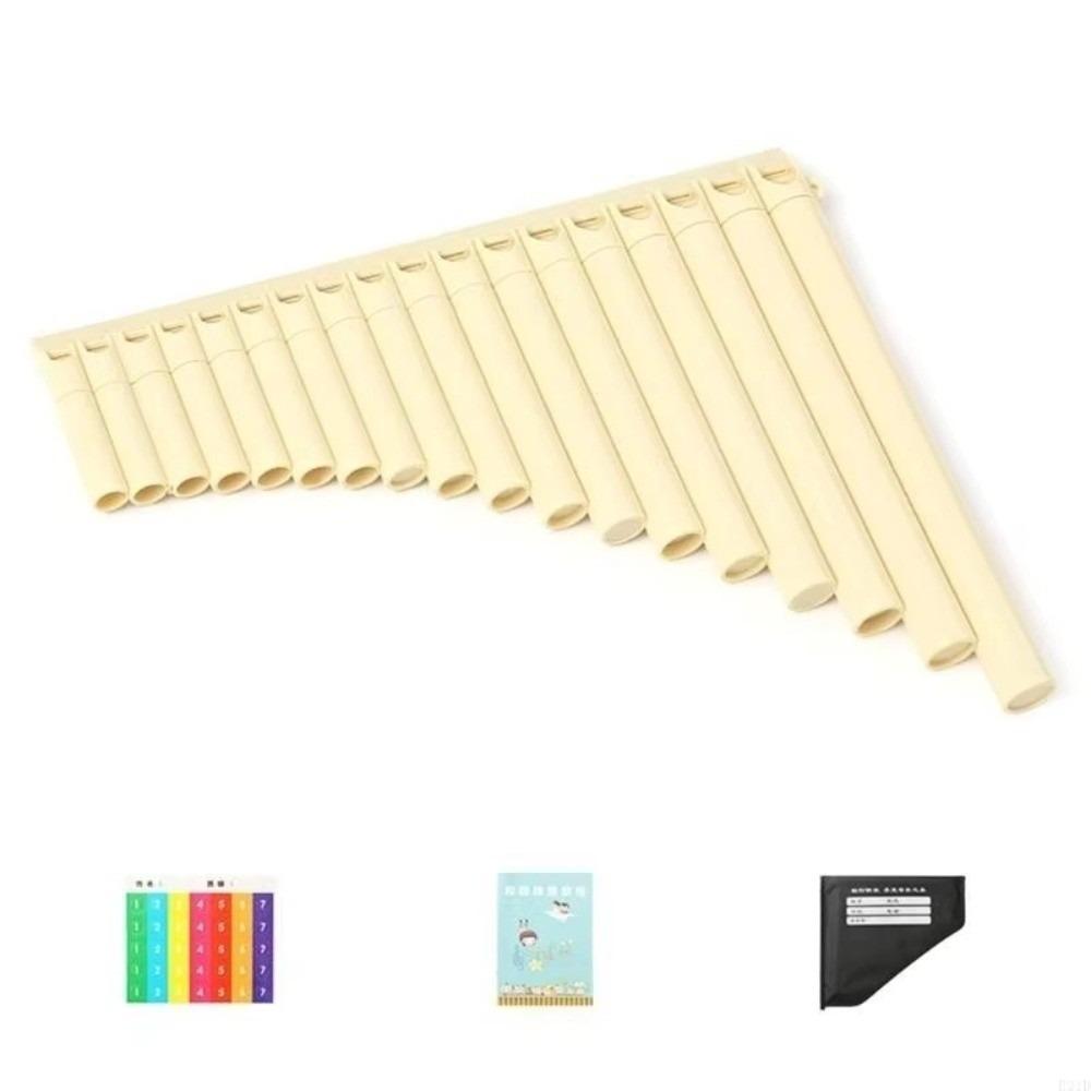 18 Pipes Pan Flute Portable Musical Instrument Wind Instrument Musical Performance бежевый