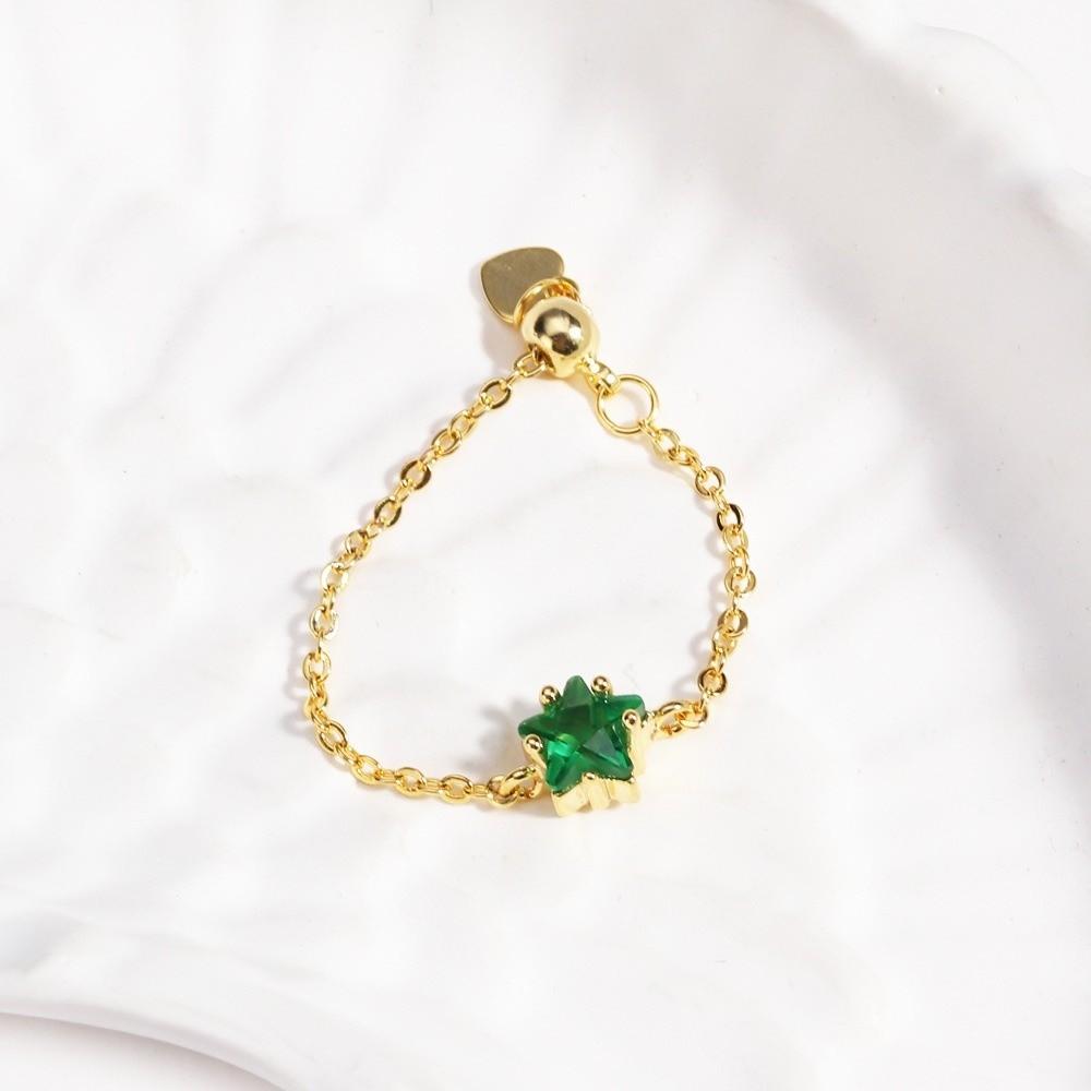 Exquisite Link Chain Ring Colored Pull-out Chain Ring Stackable Rings Adjustable Charm Ring  Gift