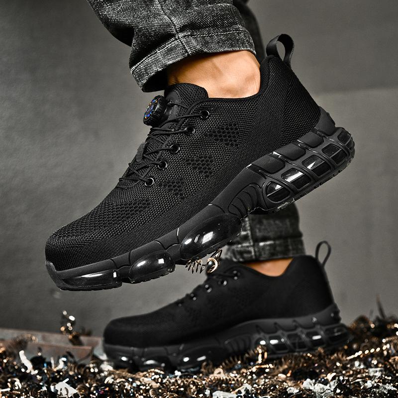 The New Breathable Woven Mesh Labor Protection Sports Work Shoes for Men Are Anti-crushing and Anti-piercing Steel Toe