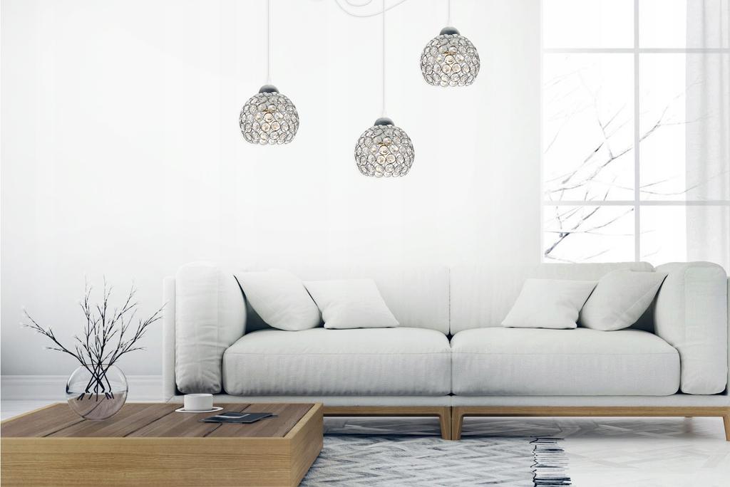 CHROME SPIDER HANGING LAMP, CRYSTAL CEILING