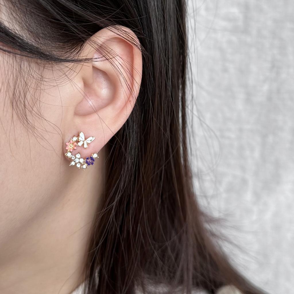 Korean Fashion Flower Butterfly Stud Earrings For Women AAA Zircon Exquisite Leaves Pearl Crystal Earring Party Wedding Jewelry