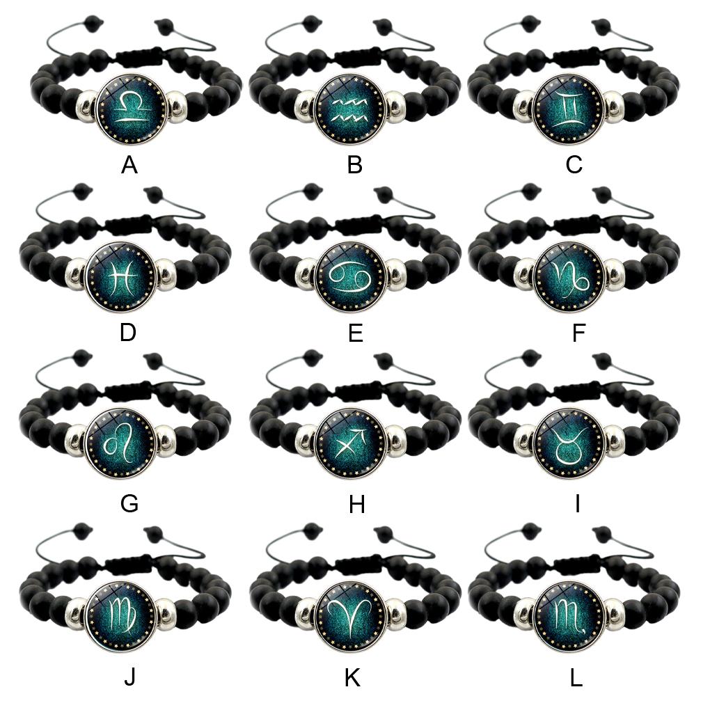 Brilliant Gift Black Beaded Bracelet Show Thoughtfulness With Zodiac Signs Horoscope Astrology Bracelets Adjustable, 3