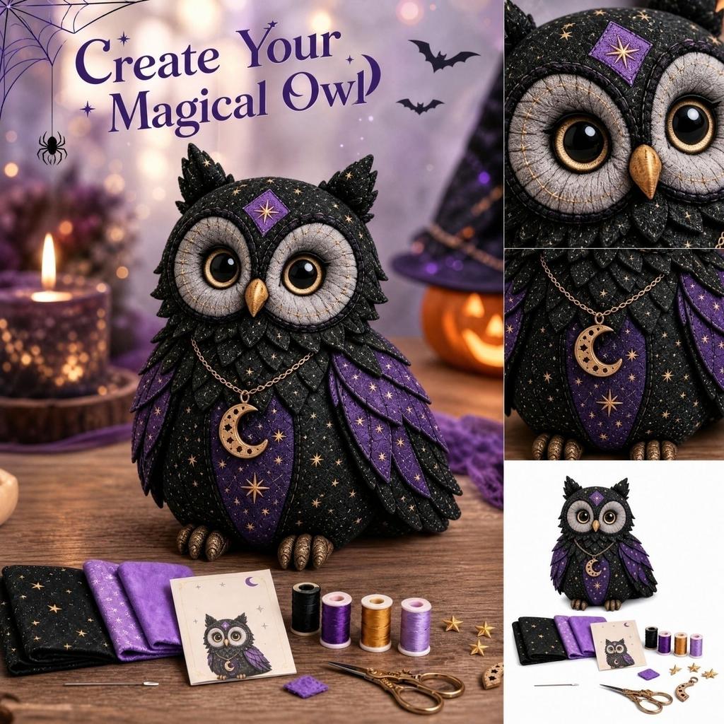 Kit Patchwork di Halloween - Set di Tessuti 3D con Toppe Colorate e Istruzioni per Adulti e Adolescenti, Kit da Cucito Fai-da-Te per Decorazioni Festive