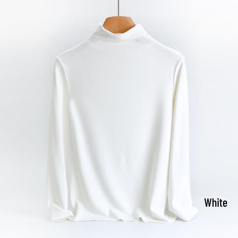 

Женская теплая бархатная рубашка с полувысоким воротником, протеинами шелка и гиалуроновой кислотой для осени/зимы. M, Turtleneck белый