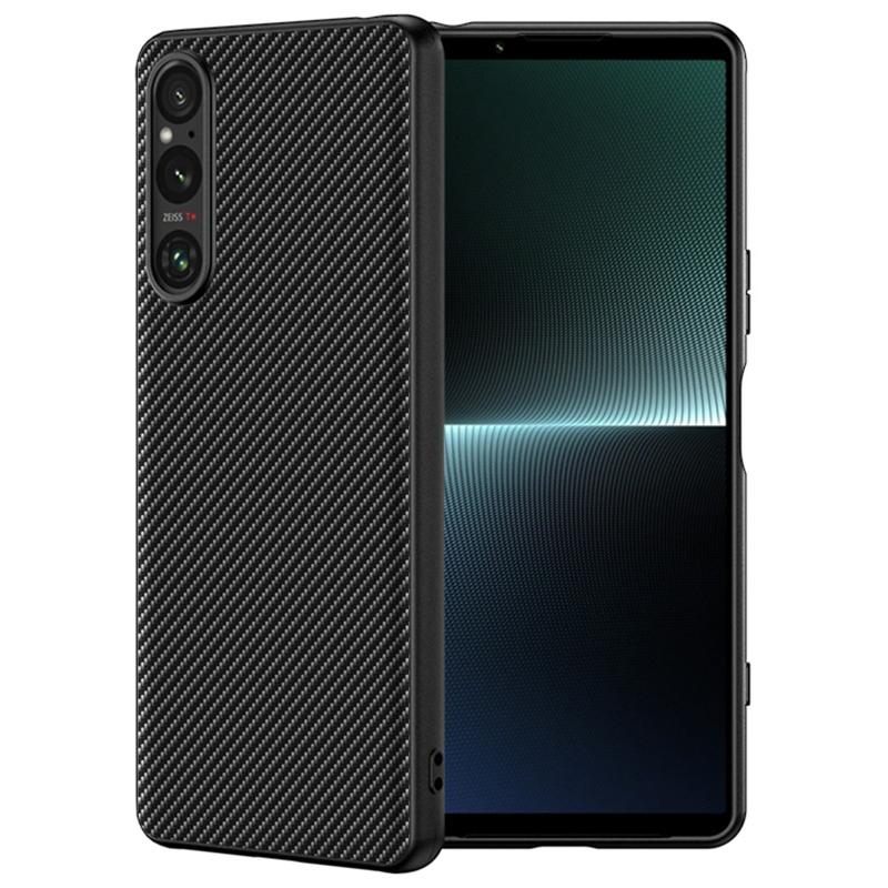 

For Sony Xperia 1 V Carbon Fiber Texture Phone Case Ultra Slim Protective Cover Carbon Gold