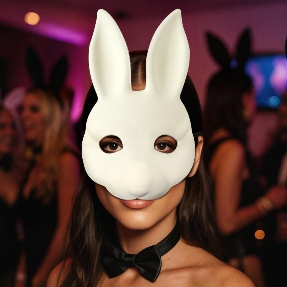 Rabbit Face PU Leather Mask Novelty DIY Rabbit Mask Rabbit Cosplay Mask  Party Masquerade