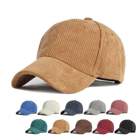 Women Men Adjustable Corduroy Baseball Cap Trucker Hat Casual Classic Visor Hat