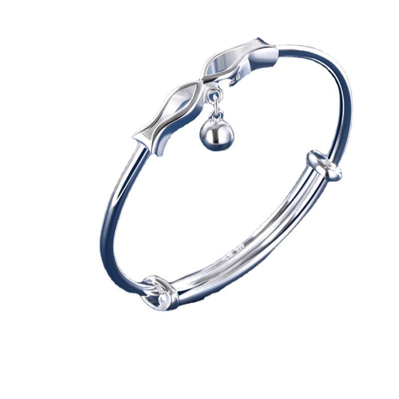 2022 Fashion Kissing Fish Push-Pull Bangle: Silver Plated White Copper Double Fish Bracelet, Valentine's Day Gift for Girls.