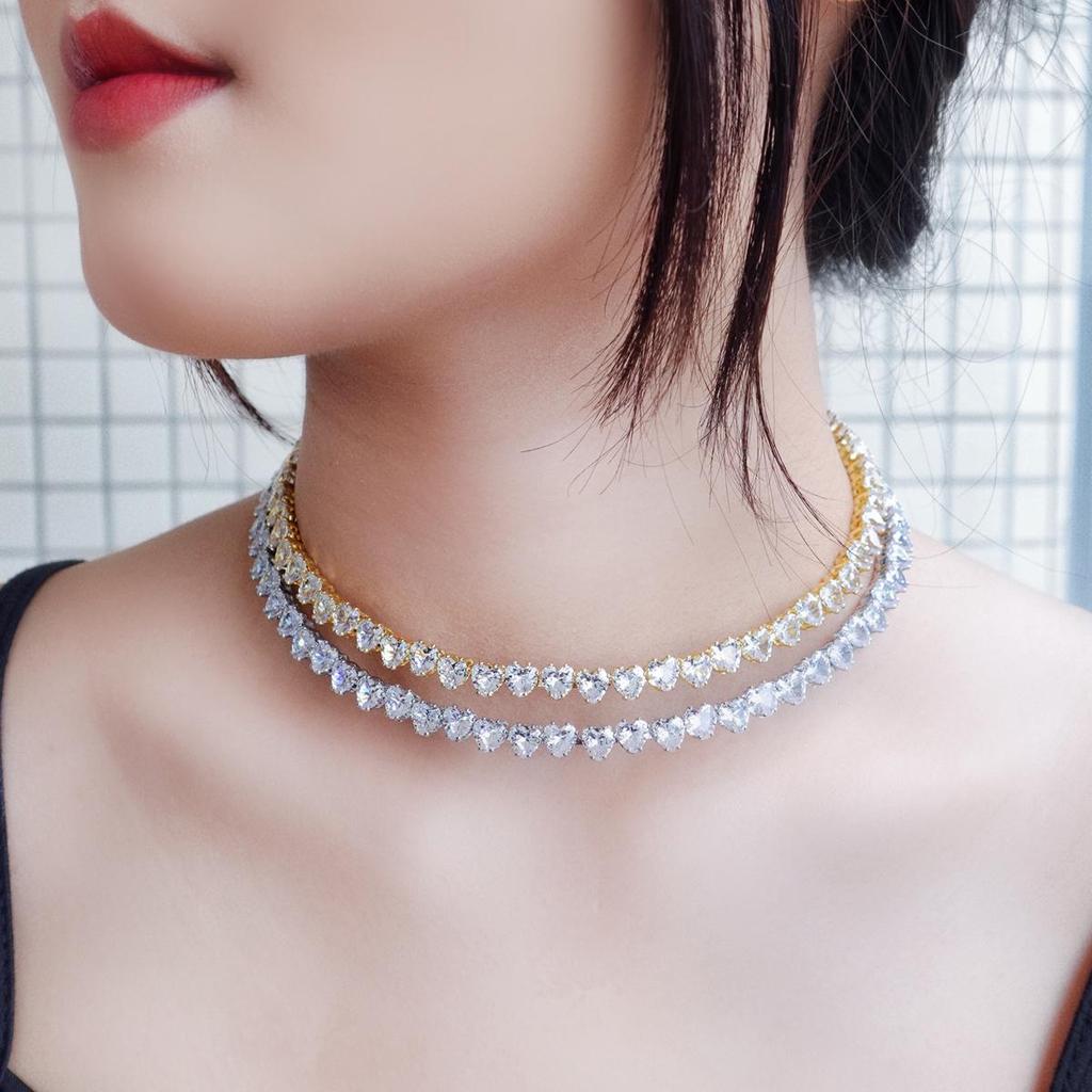 CMM Acessórios de amor exclusivos de alta qualidade Colarinho ajustável aberto Joias da moda Corrente de clavícula de zircônia cúbica Bijoux feminino