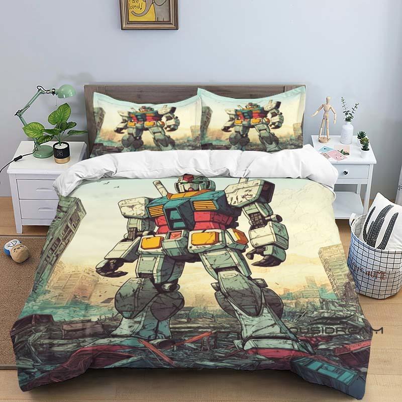 

Cartoon/Anime Mobile Suit Gundam-Themed Printed Bedding Set: This soft and comfortable set includes a duvet cover and pillowcase 135x200cm