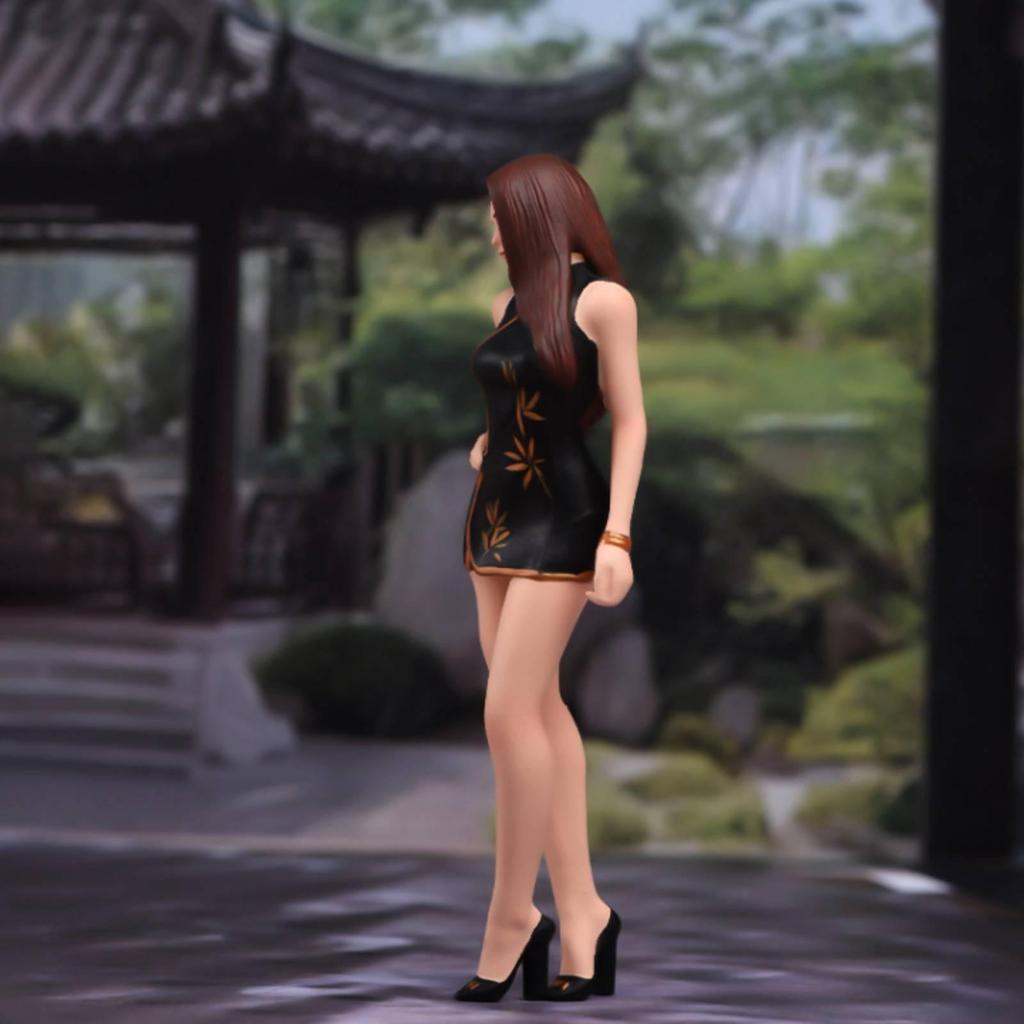 Miniature Woman Figurine 1/18 Scale Resin Cheongsam Style Female Ornament for Display