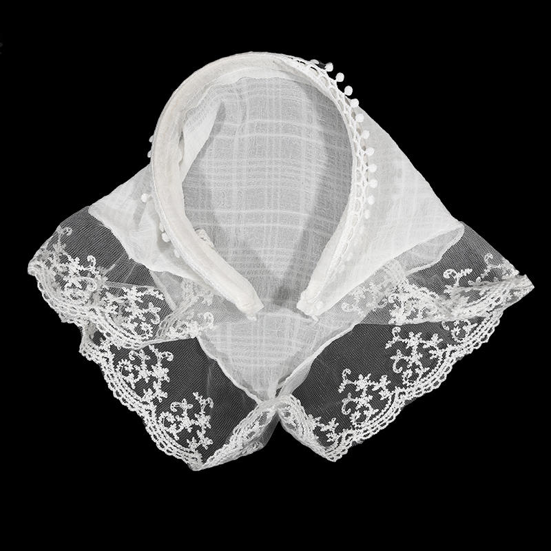 Retro Koronkowa Bandana Opaska na Głowę Z Nadrukiem Szalik na Włosy Bohemia Trójkątna Chusta na Głowę Białe Opaski do Włosów dla Kobiet Dziewczyn Moda Słodka Chusteczka