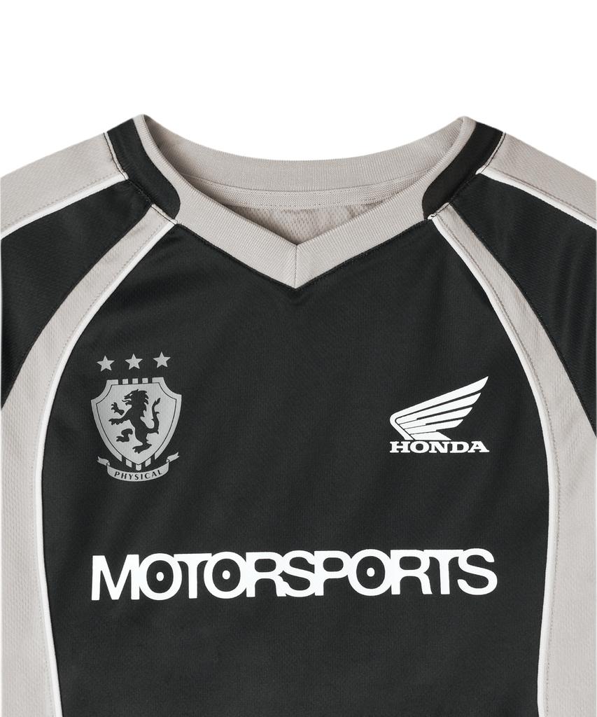 PHYPS MOTORCYCLE Womens Mesh Crop Football Tee Black