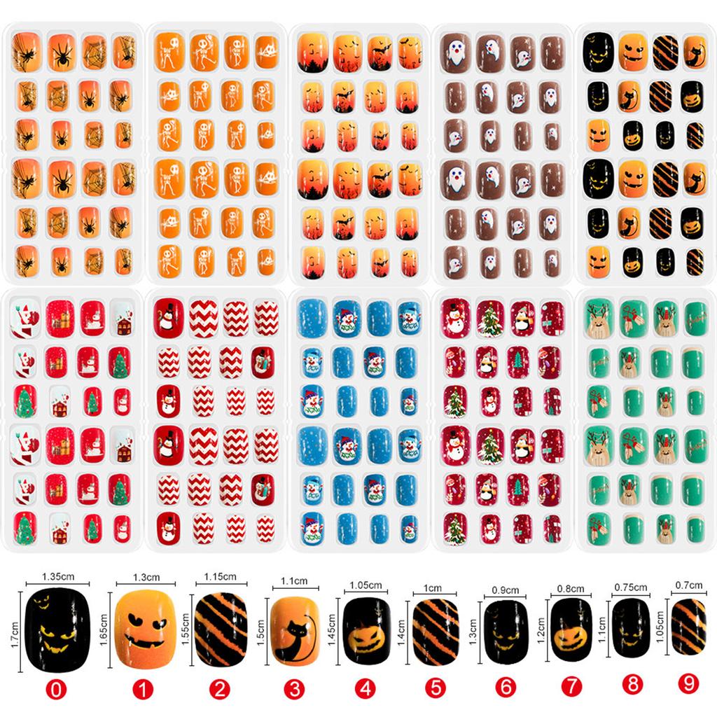 120Pcs/Set Cute Self-adhesive Nail Tips Press On False Nails for Children DIY Nail Art Kids Gift