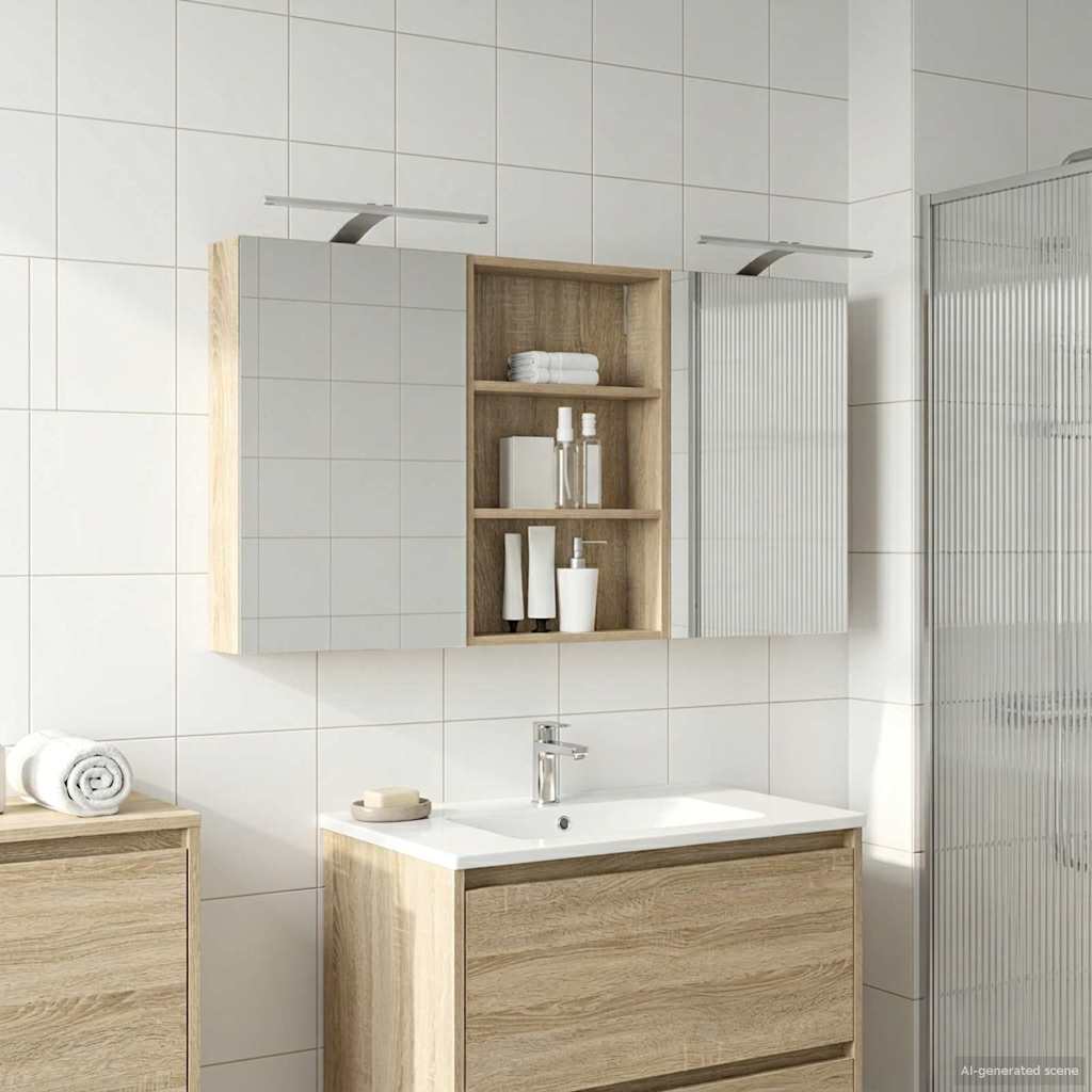 Bathroom Cabinet Set 3 Pcs 120 X 10.5 X 60.5 Cm Particleboard