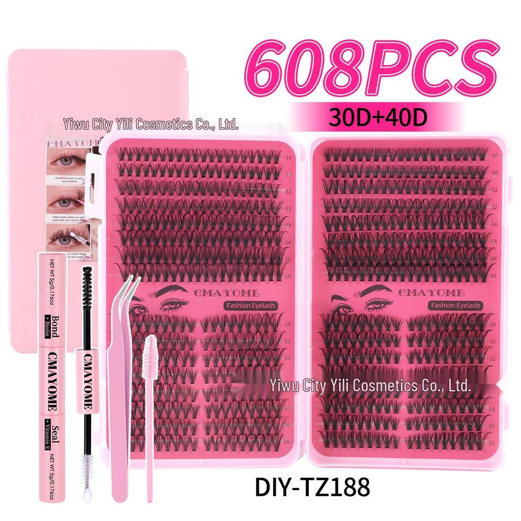 544 Cluster D Curl Individual Lash Set: DIY Dense, Curled, Segmented Eyelashes