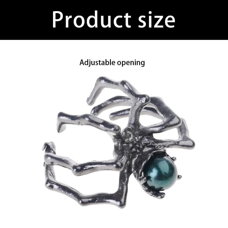 Mystical Moonstone Spiders Ring Gothic Punk Jewelry Adjustable Design For Women Edgy Dark Aesthetic