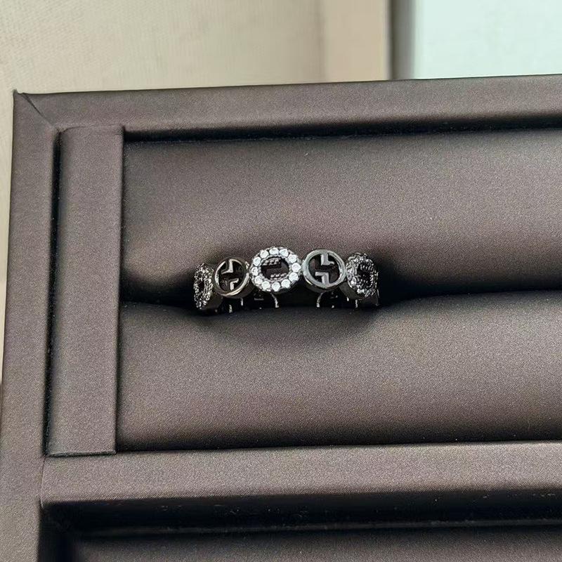 Französischer Herbst- und Winter-Doppel-G-Hochwertiger Zirkon-Kreis Offener Ring Damen Einfacher Nischen-Leichtluxus Offener Ring