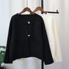 Love Buckle Knitted Double-sided Cardigan Short Coat Autumn and Winter New Loose Sweater Jacket Women