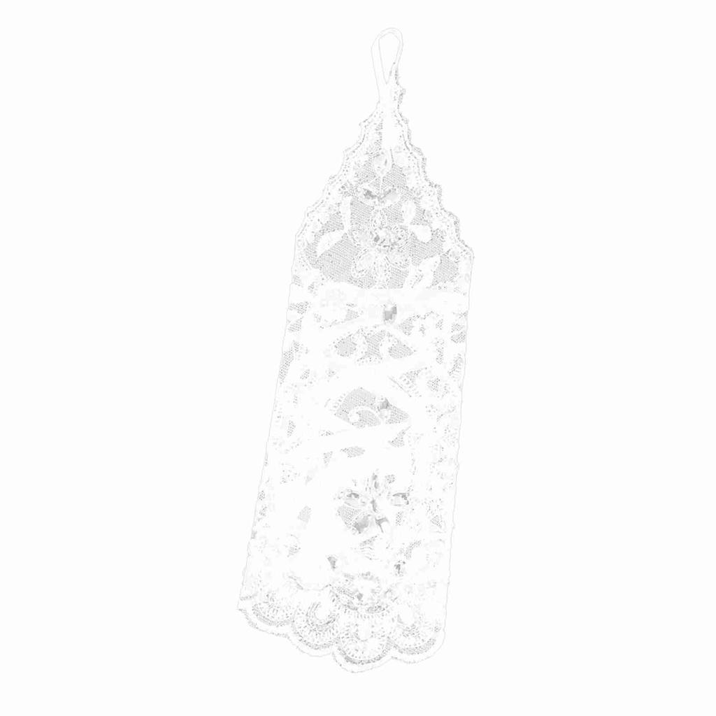 Retro Syle Ivory Lace Flower Bride Bridal Rhinestone Sexy Fingerless Gloves Wedding White