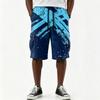 Pantalones Cortos Cargo Casuales para Hombre con Estampado Degradado, Cordón, Múltiples Bolsillos, Longitud hasta la Rodilla, Parte Inferior Ligera para Verano