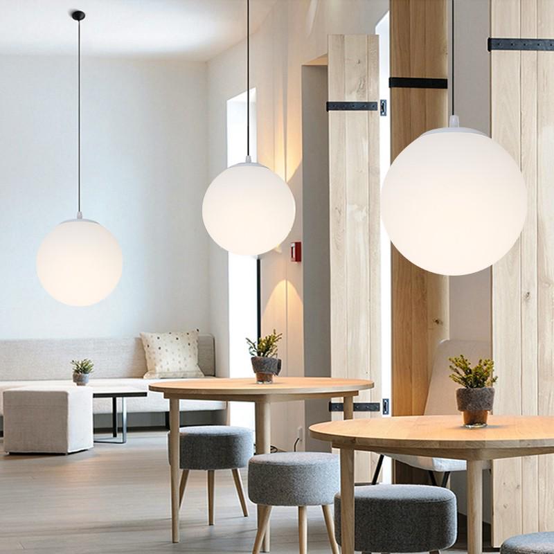 Acrylic Milk White Round Pendant Light - Modern Minimalist Frosted Ball Lighting for Store or Wedding Décor, 220V.