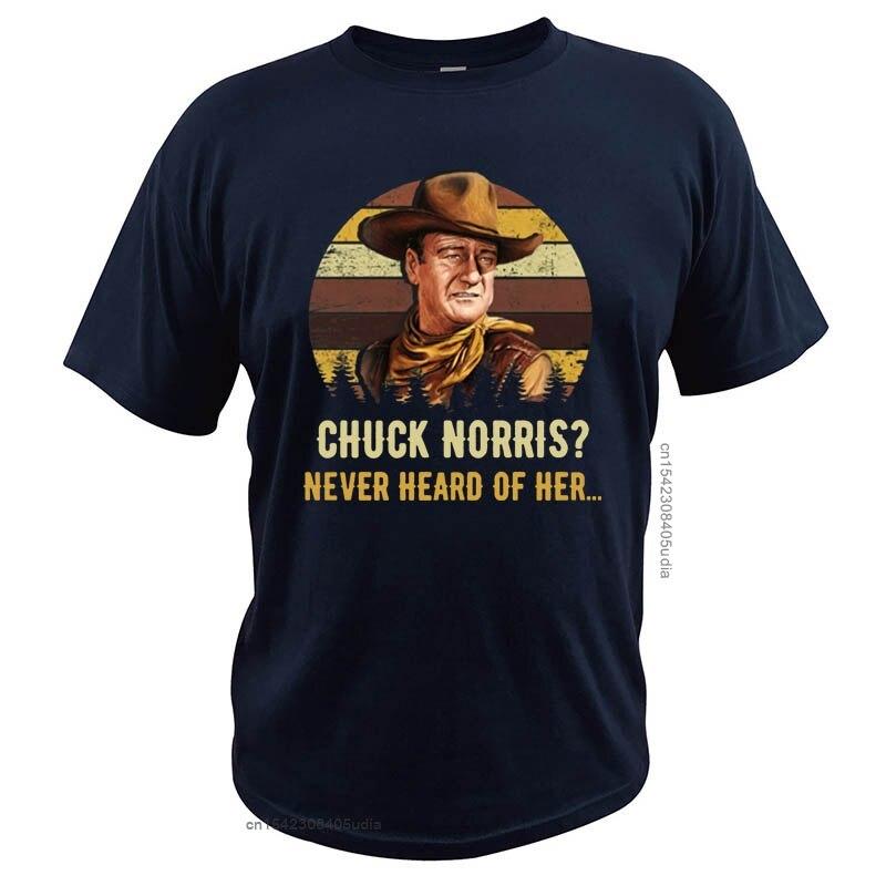 

ChuckNorris T Shirt Never Heard Of Her Vintage American Martial Artist Actor Crew Neck Eu Size TShirt Fast Ship 4XL