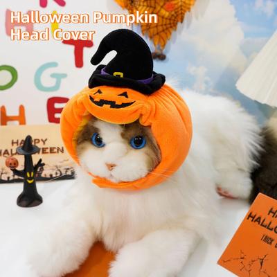Halloween Kattmössa Pumpa Plysch Huvudskydd Söt Katt Hund Vävda Varma Huvudbonad Husdjurshatt Kattunge Valp Cosplay Kostym Tillbehör