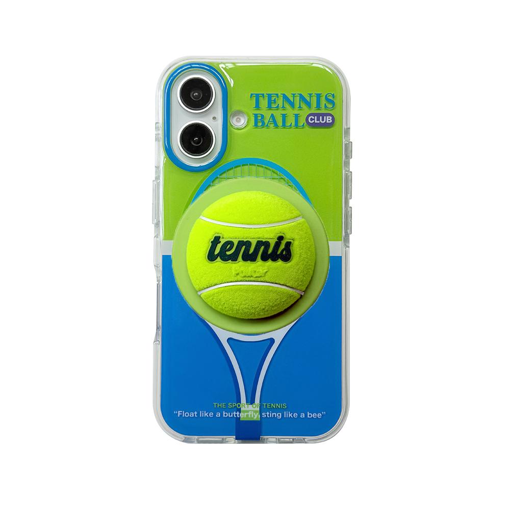 3D Tennis Ball Sport Magnetic Grip Tok Stand Holder Phone Case for iPhone 17 16 14 15 Pro Max Shockproof For Magsafe Back Cover