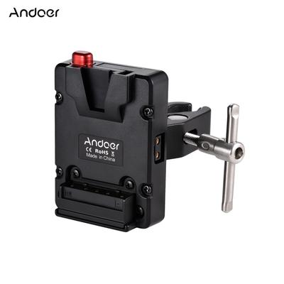 Andoer Mini Nano V-lock Mount Battery Power Supply Adapter Plate with Plier Clamp for Mini V-mount