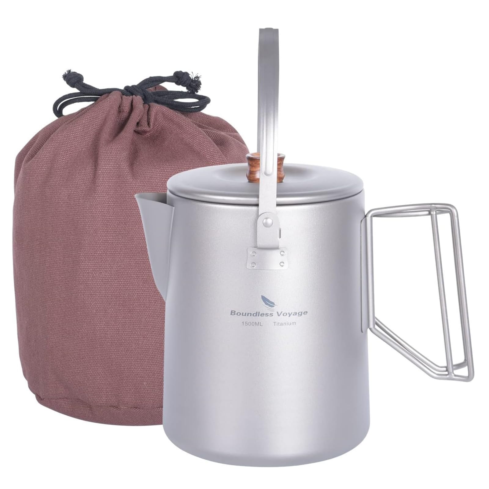 Boundless Voyage Titanium Camping BBQ Camping Coffee Outdoor Camping with Storage Bag Ti3128D Kettle, Kettle, Kettle, 1.5L Capacity, Kettle, Pot,