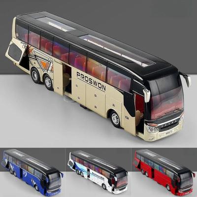 Nový 1/32 Slitinový Jednopodlažní Autobus Model Hračky Odlévaný Simulační Kovový Podnikový Autobus Vozidlo Zvuk Světlo Stahovací Dětský Dárek Hračka