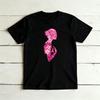 vFloral Silhouette Blackunisex Pink Ribbon Graphicunisex Summer Cotton T Shirt Inspirational Breast Cancer Short Sleeve Garment