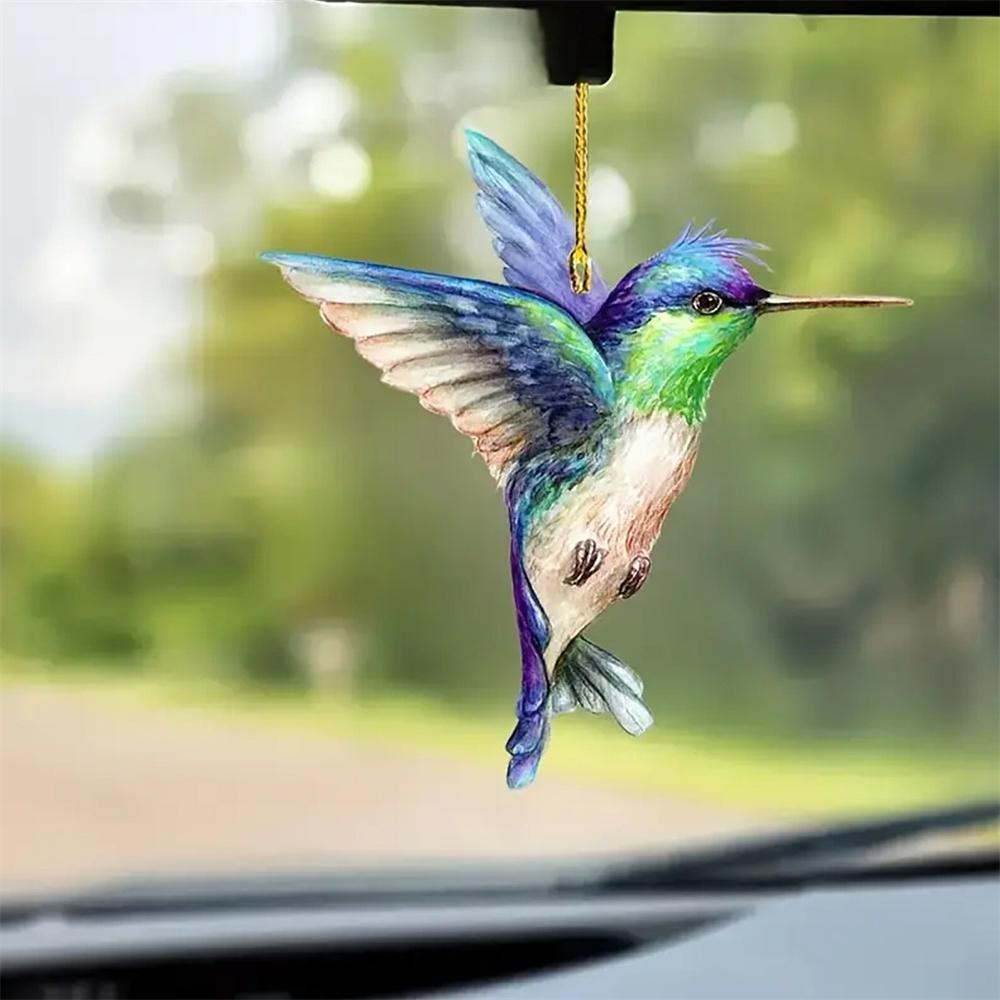 Pendente Colorato A Forma di Colibrì Piatto 2D in Acrilico Campanellino Parasole Ornamento per Finestra di Casa Decorazione da Giardino Decorazione per Auto