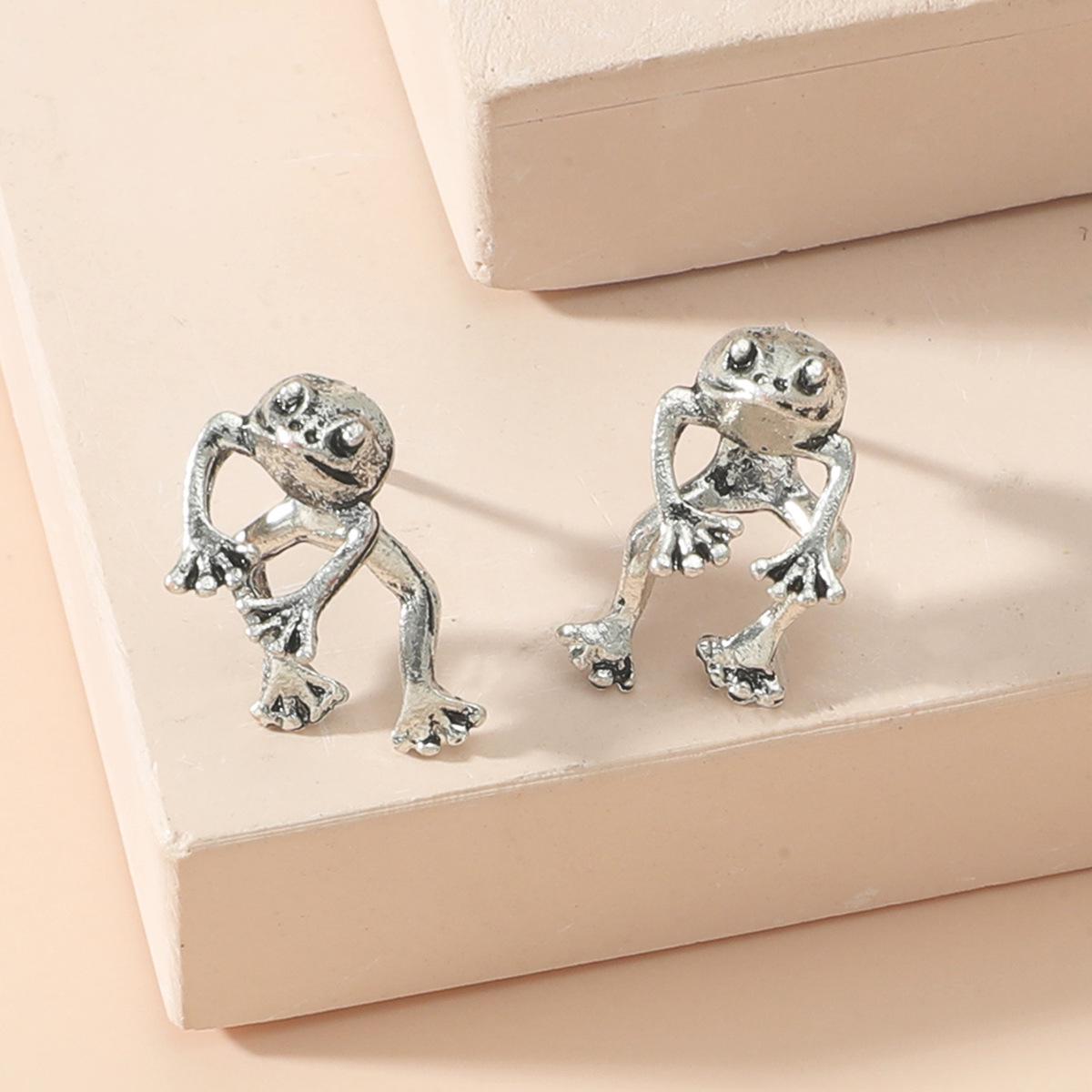 Trendy Retro Frog Stud Earrings - European & American Style Fashion Jewelry