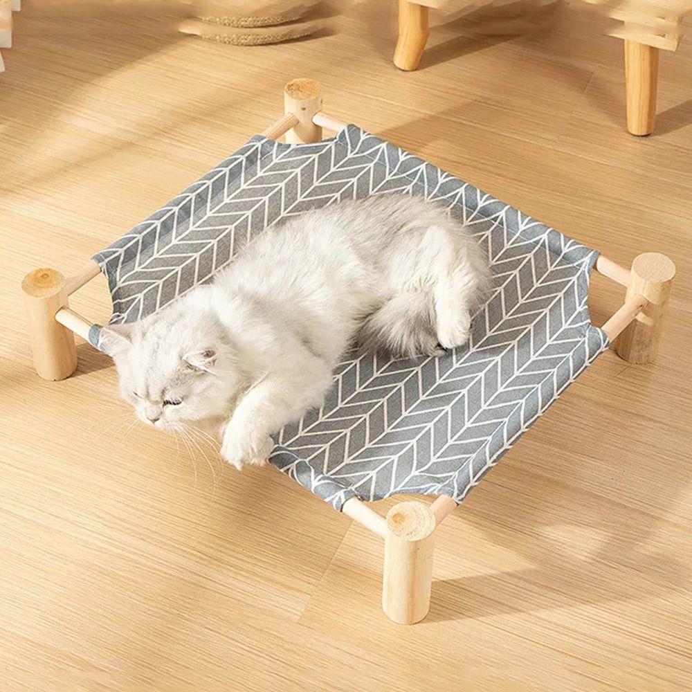 Wood Pet Camp Bed Sturdy Cat Bed Multipurpose Kitten Sleeping Bed  Cat Supplies