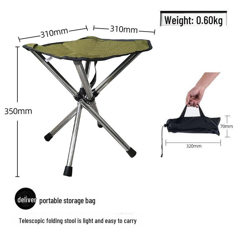 Portable Outdoor Telescopic Folding Camping Chair - Stainless Steel Fishing Stool