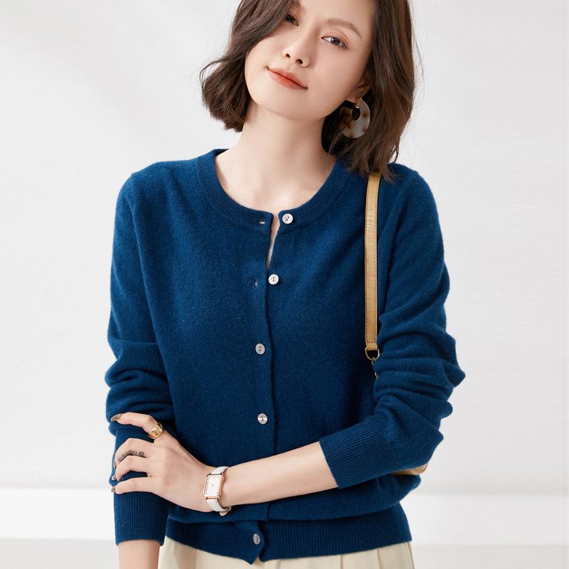 

YYFS женские модные повседневные однотонные свитера с круглым вырезом и осенне-зимним принтом с длинными рукавами XL темно-синий