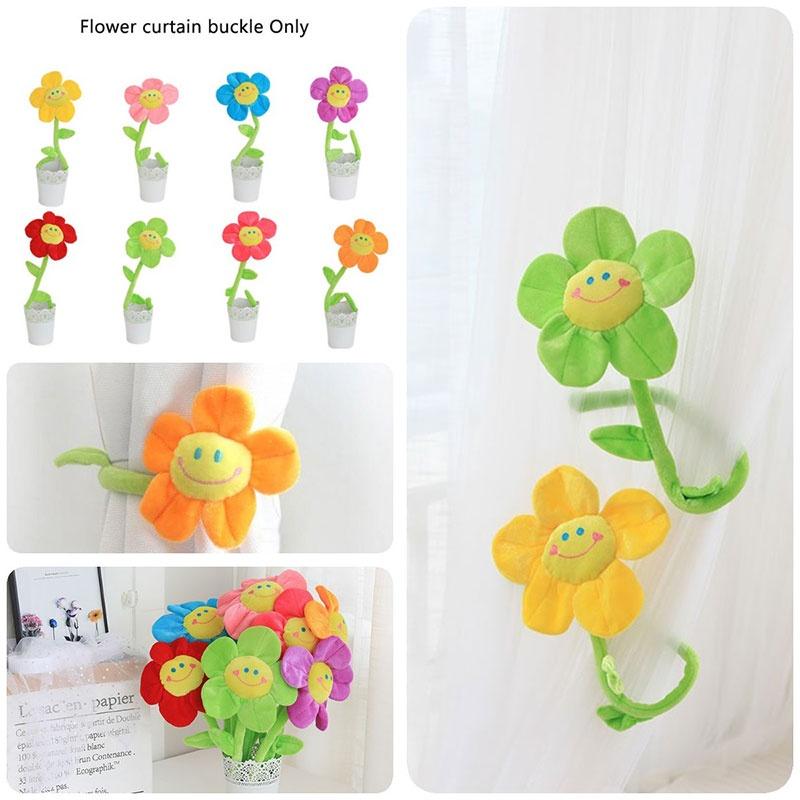 Sunflower Rose Window Treatment Tieback Short Plush 8 Vivid Colors 3 Height Options