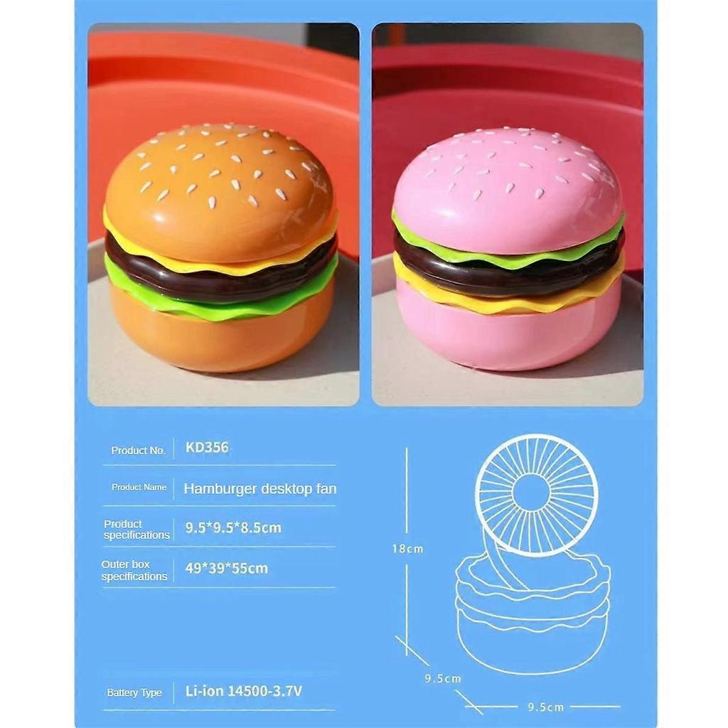 USB Portable Fan Powerful Hamburger Desk Fan Rechargeable 3 Speed Personal Hand Fan