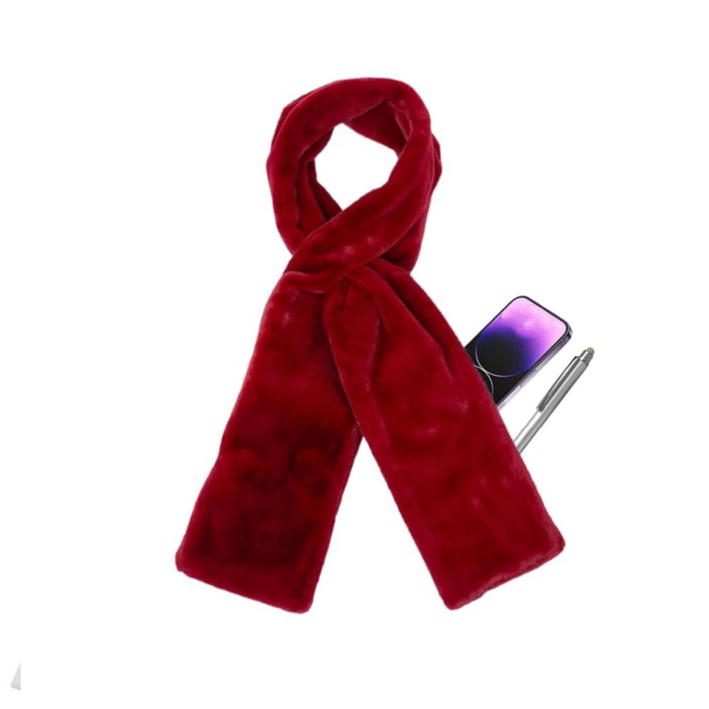 With Hidden Zipper Pocket Plush Scarves Soft Cross Neck Scarf  Autumn/Winter